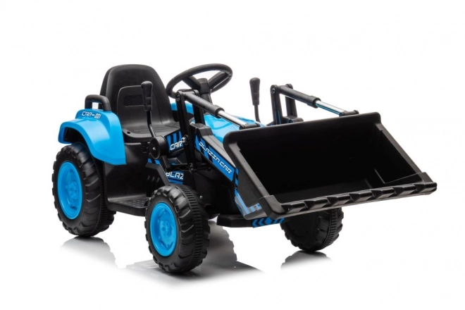Elektryczny dziecięcy traktor z łyżką niebieski