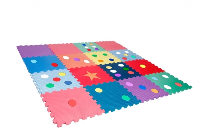 Kolorowe piankowe puzzle z kropkami do nauki liczenia - 16 elementów