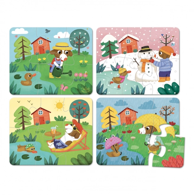 Vilac Drewniane puzzle 4 pory roku