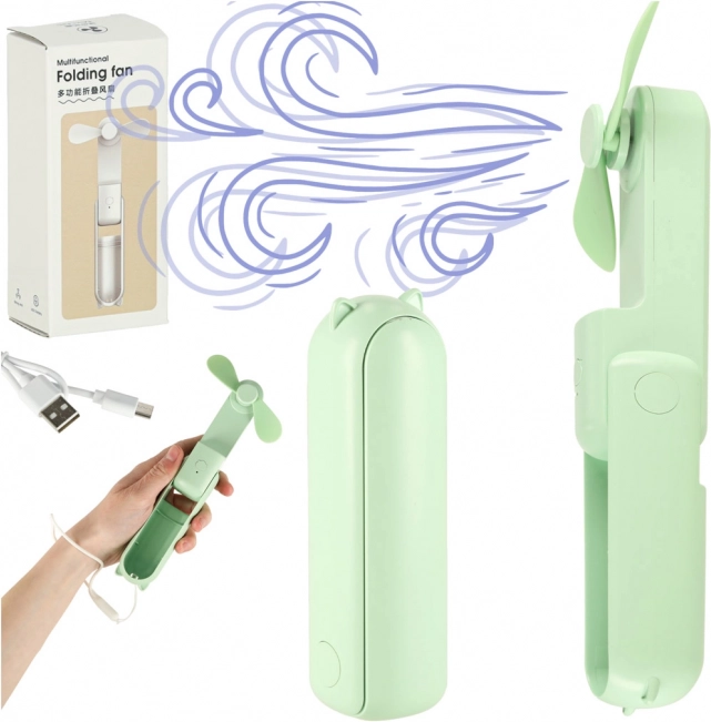 Mini przenośny składany USB wentylator zielony