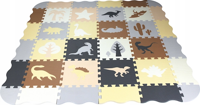 Piankowe puzzle mata dinozaury z krawędziami 28 x 28 cm