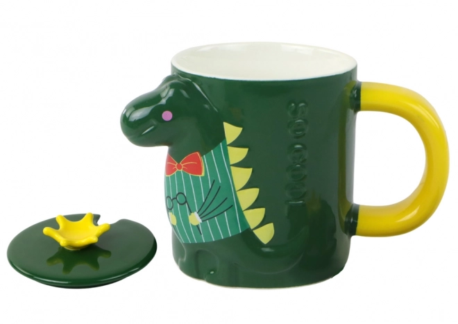 Kubek z zielonym dinozaurem z pokrywką 400 ml