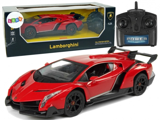 Samochód sportowy R/C 1:24 Lamborghini Veneno Czerwony 2.4 G Światła