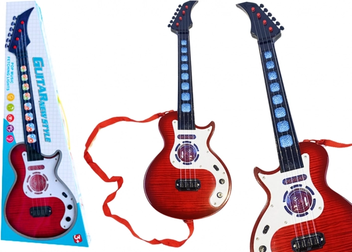 Elektryczna gitara dla dzieci z melodiami i efektami świetlnymi czerwona