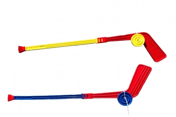 Plastowa hokejka z krążkiem 74cm mix kolorów