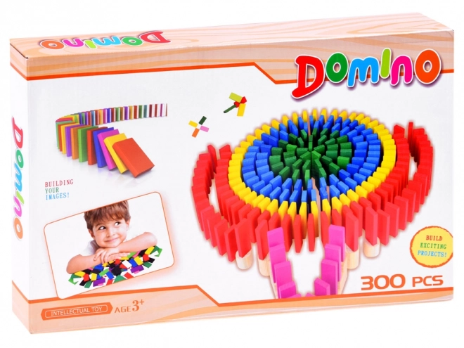 Drewniane kolorowe domino 300 elementów