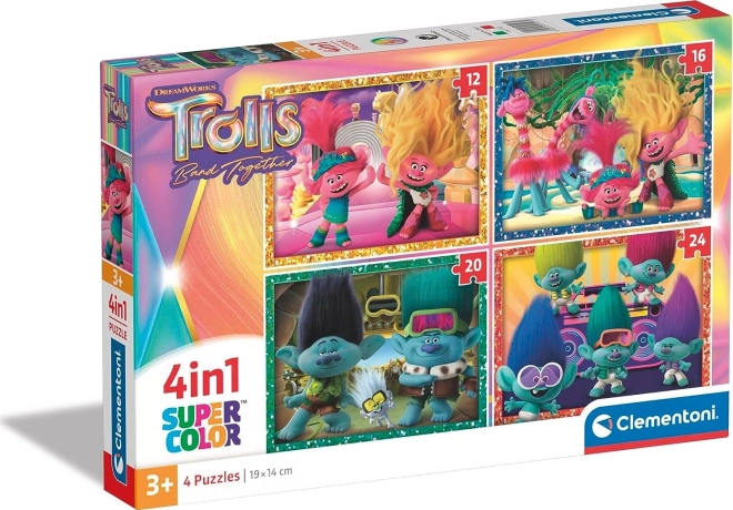 Puzzle 4w1 TROLLOWIE SuperColor (12–24 elementów) – CLEMENTONI