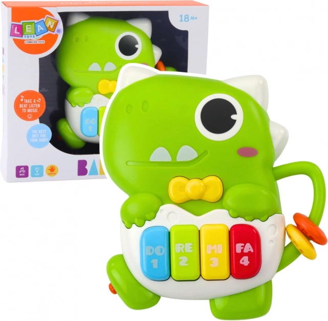 Mini pianinko Dinozaur zielony ze światłami i dźwiękami