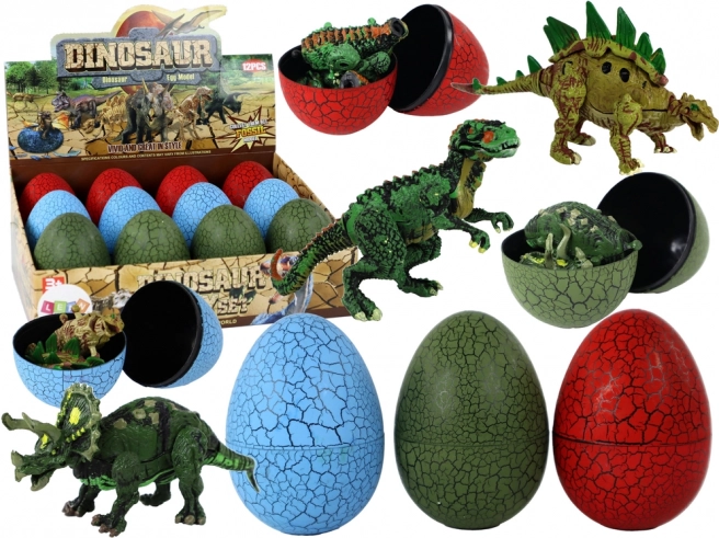 Jajko z figurką dinozaura, 3 kolory, 9 cm