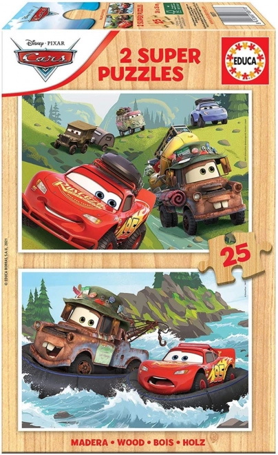 Drewniane puzzle Samochody od EDUCA 2x25 elementów