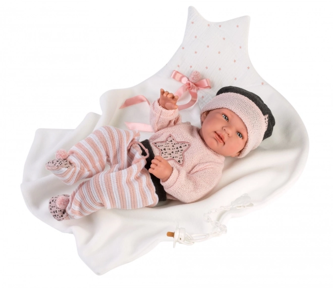 Realistyczna lalka niemowlęca z dźwiękami i miękkim ciałem 44 cm