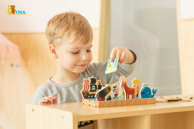 Viga drewniana edukacyjna układanka nauka o odległości 2w1
