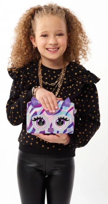 Metaliczna interaktywna torebka Purse Pets zebra