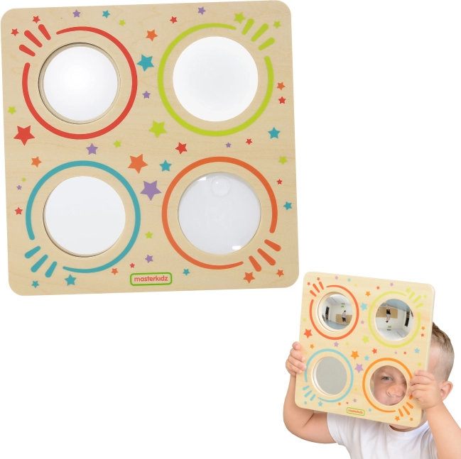 drewniana tablica sensoryczna z lustrami i soczewką MASTERKIDZ