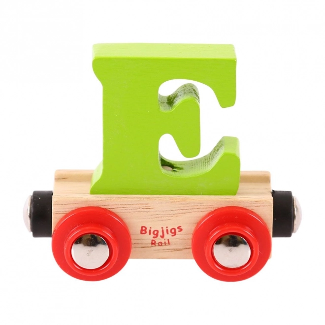 Drewniany wagonik Bigjigs Rail z literą E
