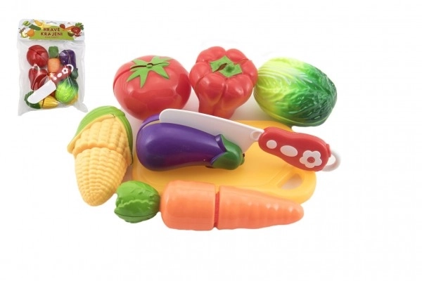 Plast do krojenia warzyw z deską 13,5x8cm z nożem w torebce 18x26x5cm