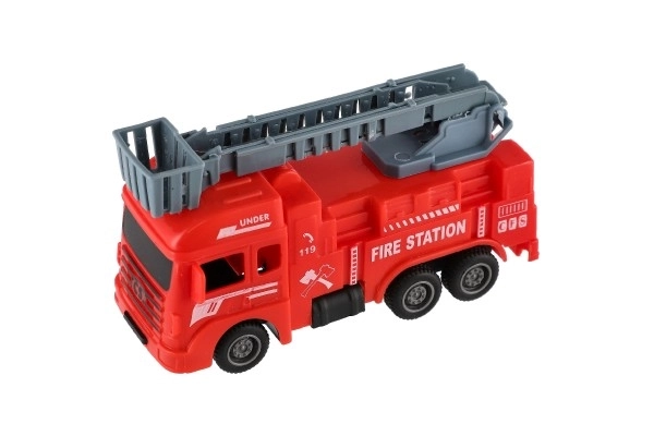 Auto strażackie plastikowe 11cm z mechanizmem cofania 4 rodzaje 12szt w pudełku