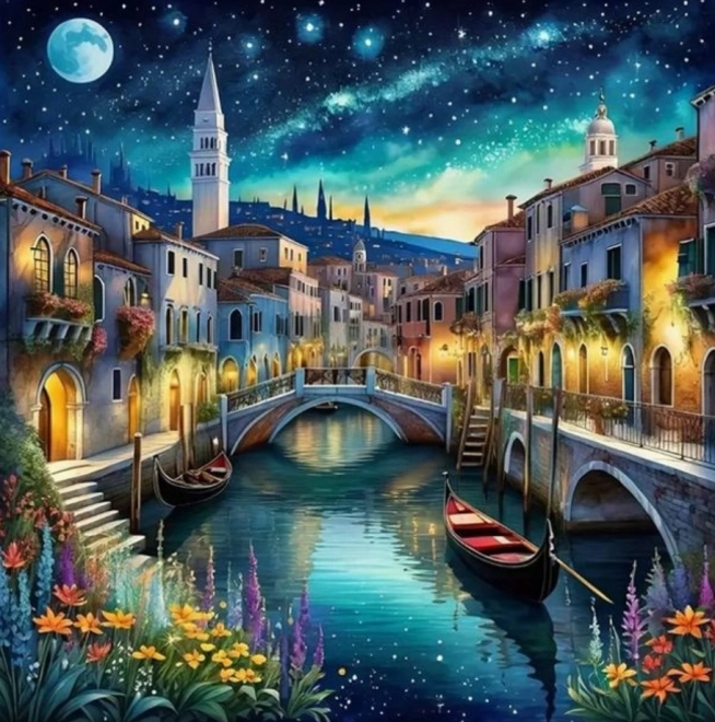 Malowanie diamentowe Nocna Wenecja 30x40 cm