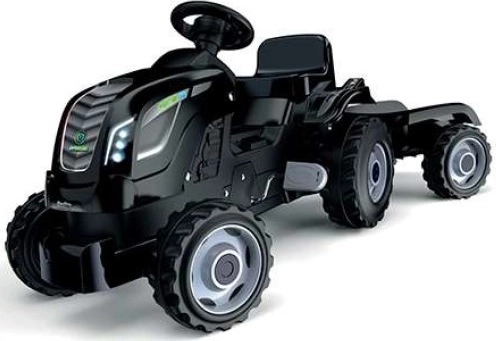 Traktor na pedały z przyczepą - czarny