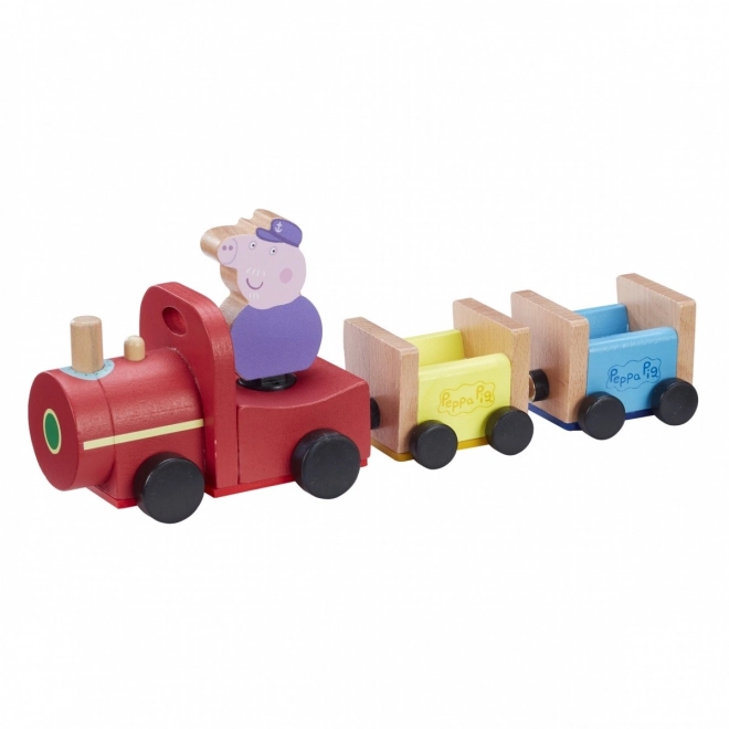 Drewniany pociąg Świnka Peppa + figurka dziadka