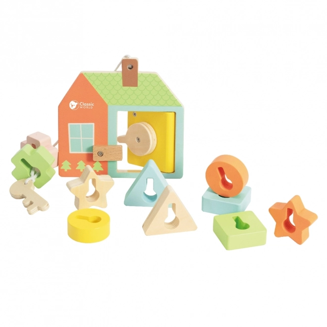 Classic World Montessori drewniane nawlekanie klucze i drzwi 11 szt.