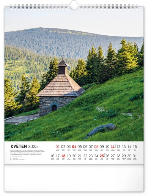 NOTIQUE Kalendarz ścienny Wycieczki po krajobrazie czeskim 2025, 30 x 34 cm
