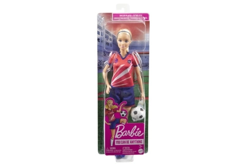 Lalka Barbie piłkarka w czerwonym stroju