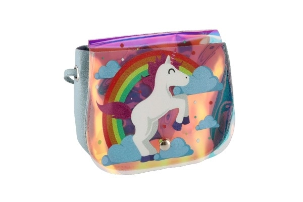 Torebka/torba tęczowy jednorożec plastik 4 kolory w woreczku 17x15x3cm