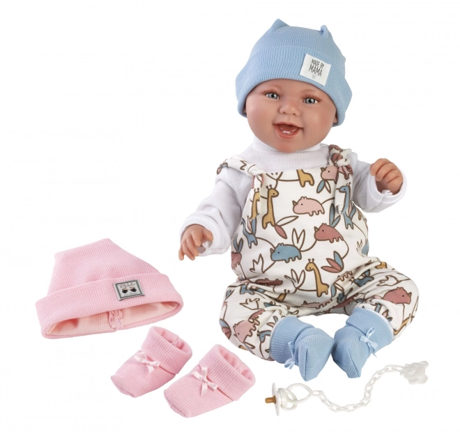 Llorens 84481 NOWORODEK 2 w 1 - realistyczna lalka niemowlę z dźwiękami i miękkim materiałowym ciałem - 44 cm
