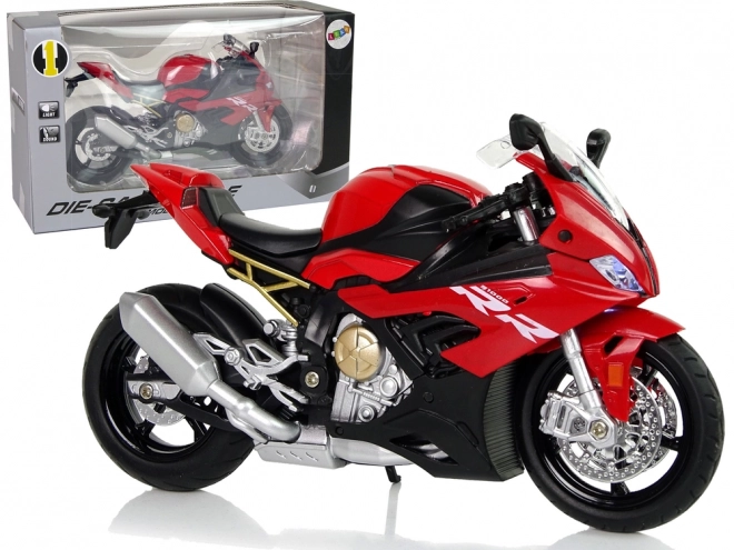 Model motocykla BMW S1000RR czerwone dźwięki światła