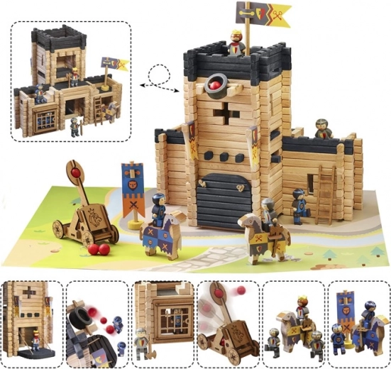 Duży zamek z działającym katapultem