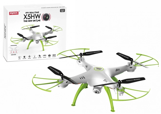 Zielono-biały zdalnie sterowany dron