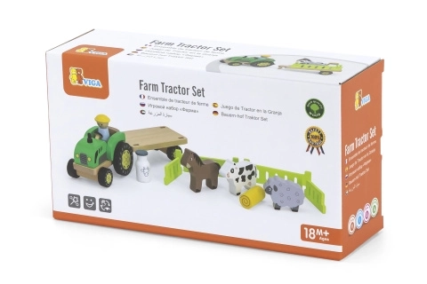 Drewniany traktor ze zwierzątkami