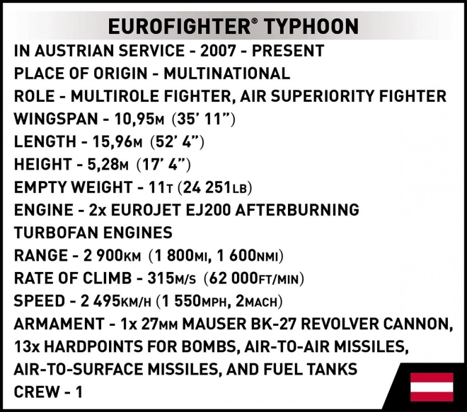 COBI 5850 Siły Zbrojne Eurofighter Typhoon Austria, 1:48, 578 k