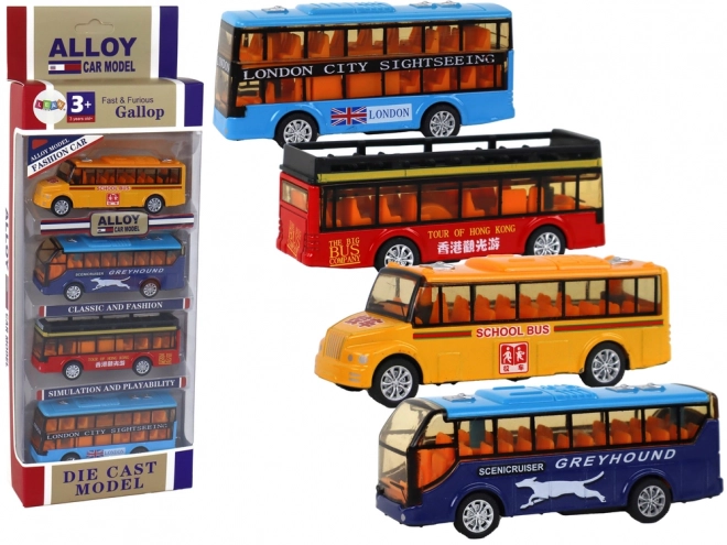 Zestaw kolorowych autobusów System frakcyjny 4 elementy