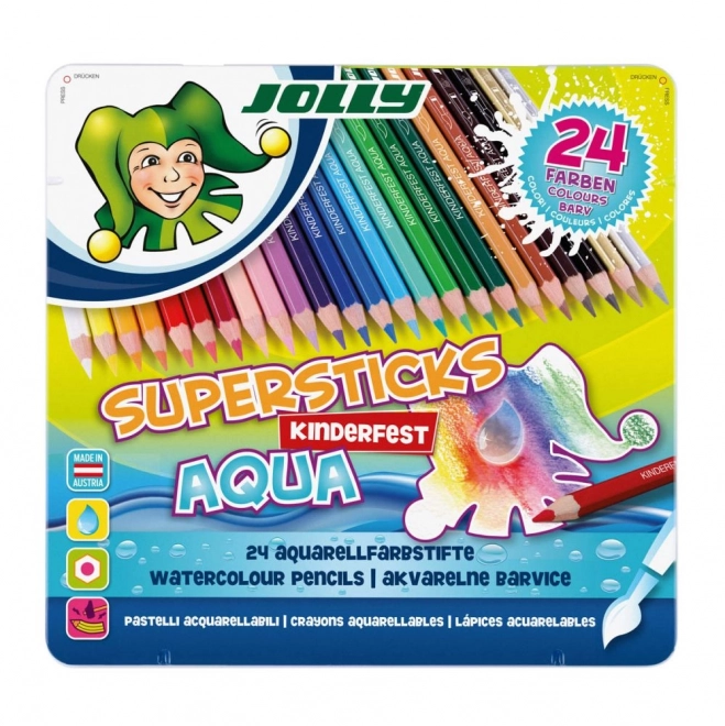 Kredki Supersticks Aqua 24 kolorów w metalowym pudełku