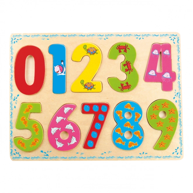 Bino Drewniane zabawki liczenie puzzle cyfry