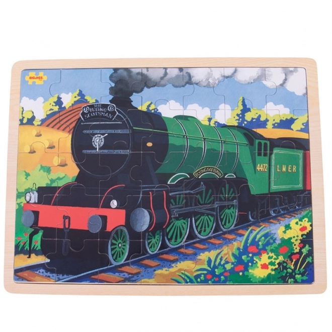 Bigjigs Toys Drewniane puzzle historyczny pociąg Flying Scotsman 35 elementów