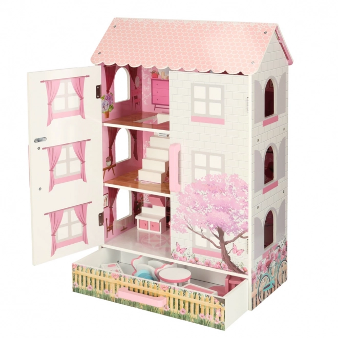 Drewniany domek dla lalek Lulilo Papilio różowy 80cm