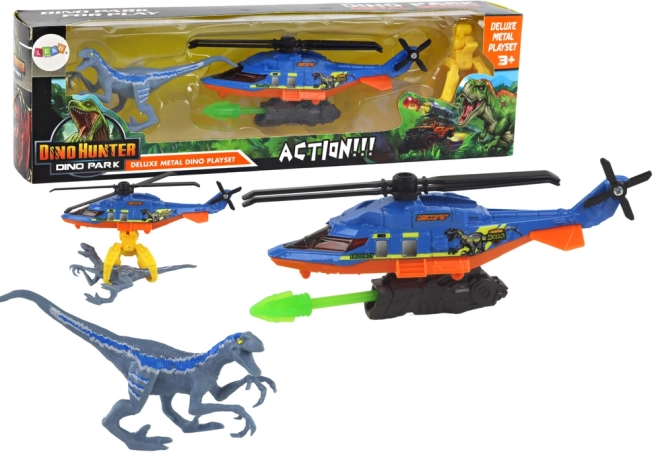 Helikopter z dinozaurem Dino Park, niebieski zestaw