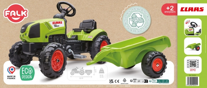 Traktor na pedały Claas Arion 410 z przyczepką zielony
