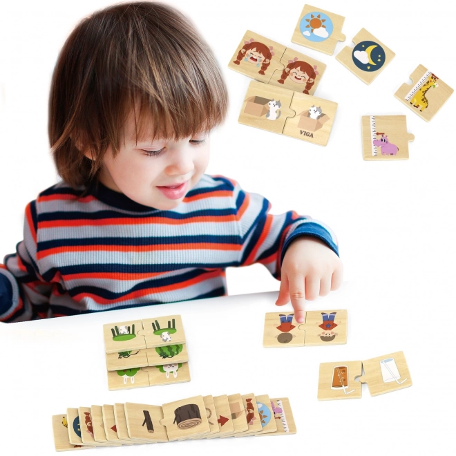 Drewniane puzzle z obrazkami przeciwieństw VIGA