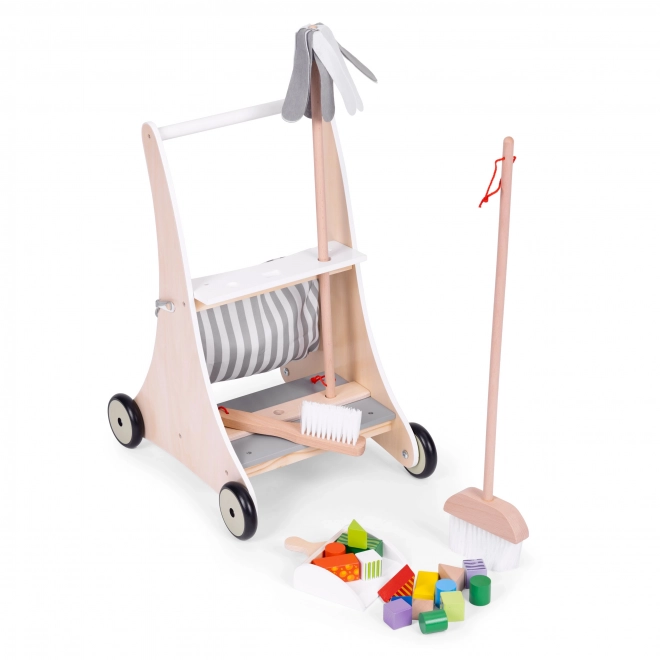 Drewniany wózek do sprzątania beżowy ECOTOYS