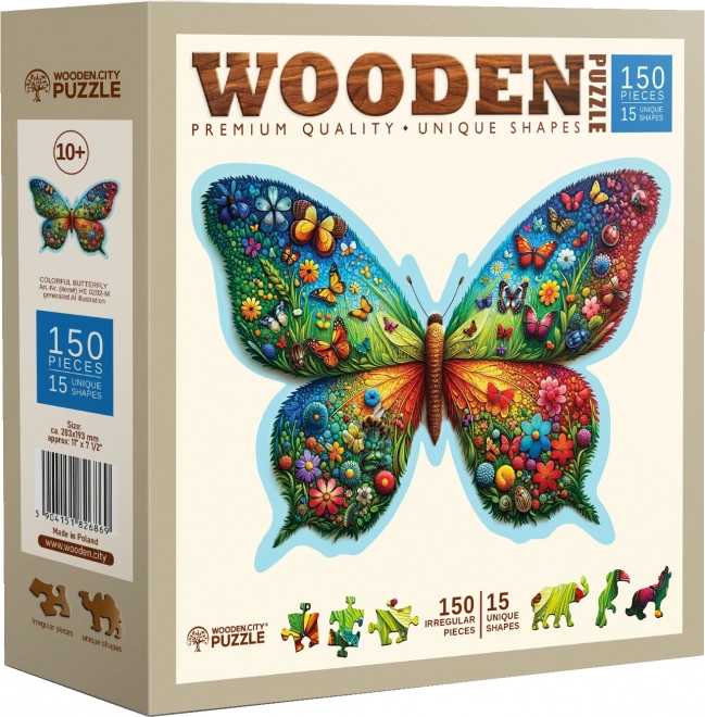 Drewniane puzzle Kolorowy Motyl 150 elementów