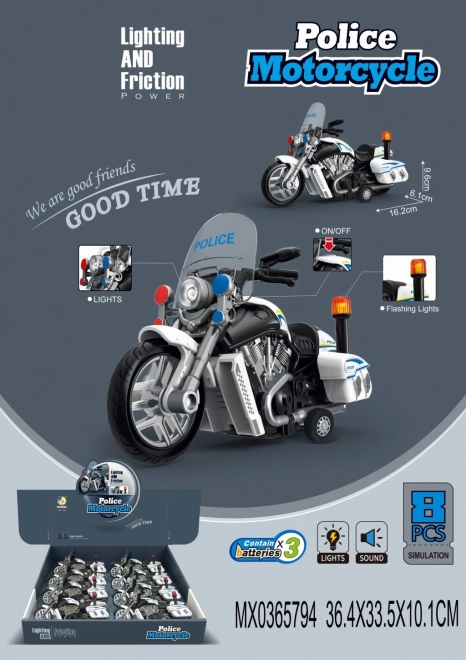 Policyjny motocykl z lampkami i dźwiękami