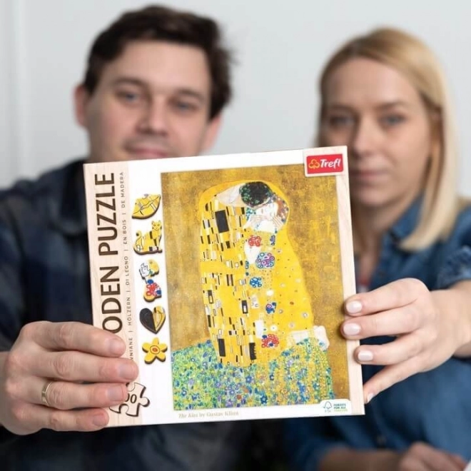 Drewniane puzzle Gustav Klimt - Pocałunek 200 elementów
