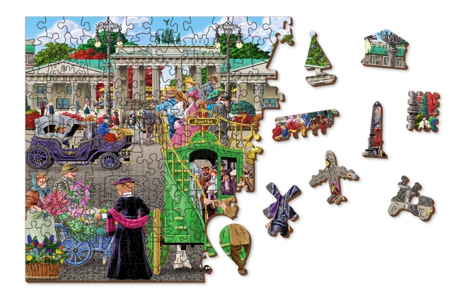 Drewniane puzzle z figurkami - Plac Paryski w Berlinie