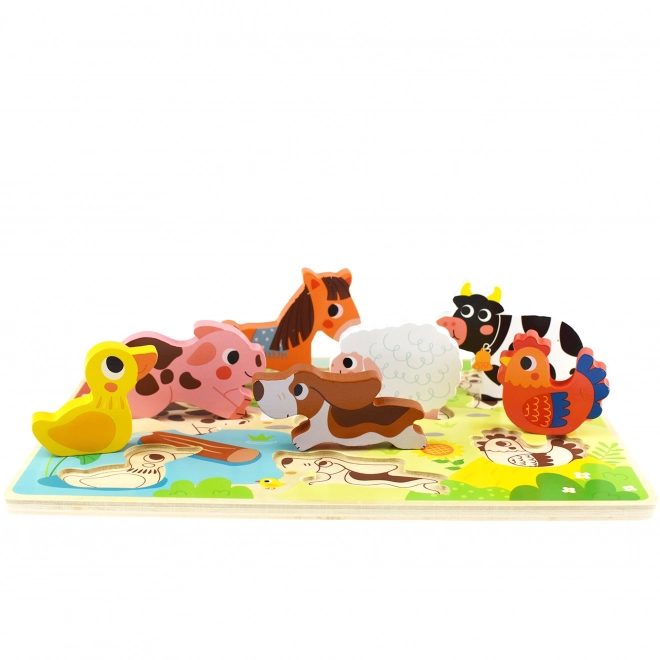 Drewniane puzzle Montessori zwierzęta farma