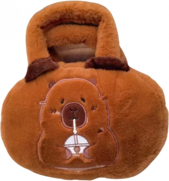 Pluszowa torba z kapibarą i kubkiem brązowa 20 cm