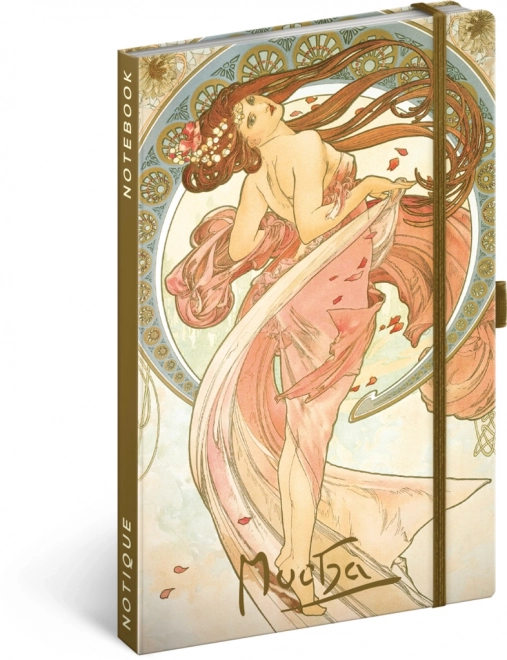 NOTIQUE Notes Alfons Mucha – Tanec, liniowany, 13 x 21 cm